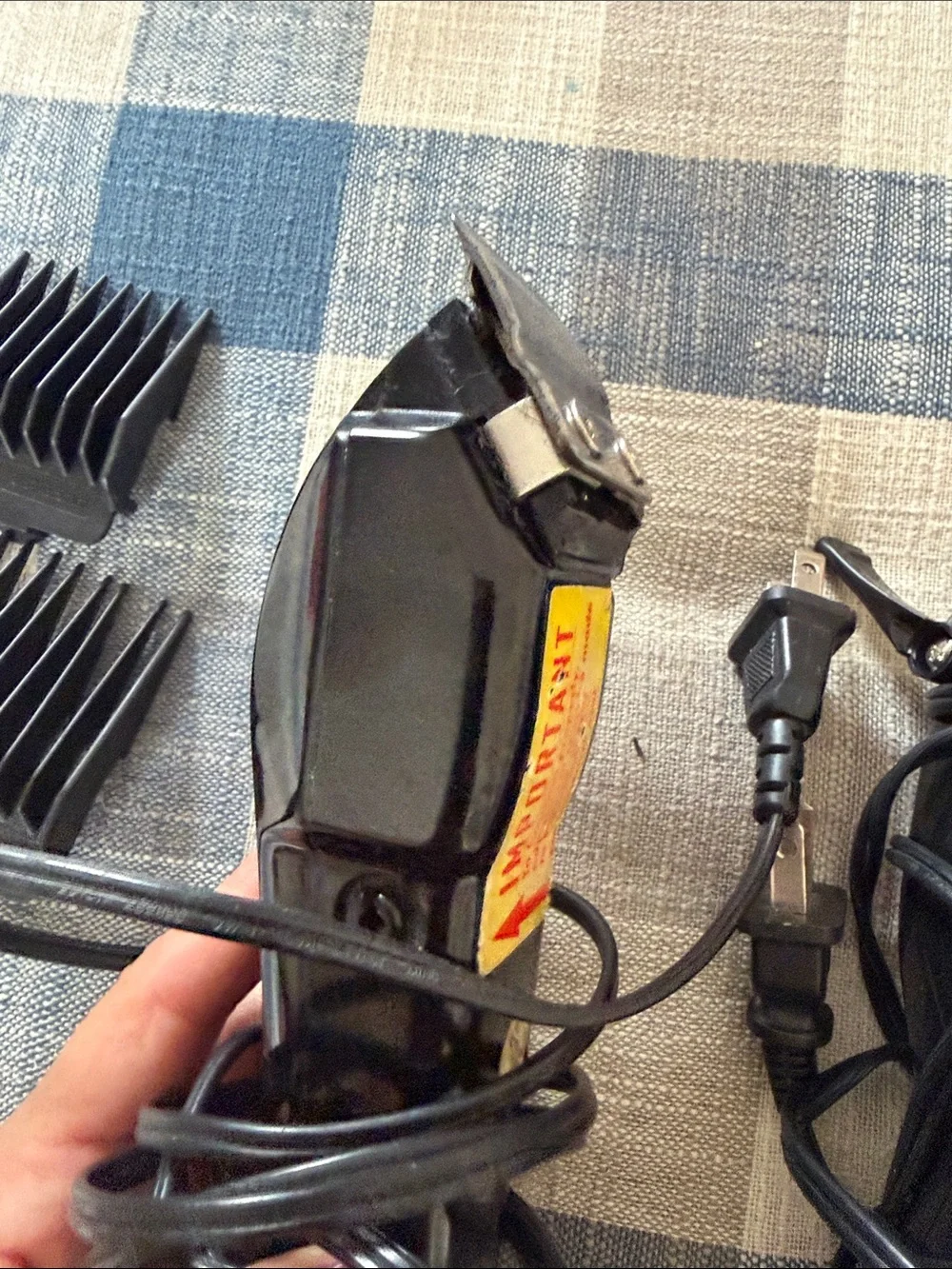 Black & Gray Corded Hair Clippers with Guide Combs